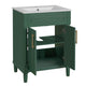Quen Bathroom Vanity with Ceramic Sink | Gold Metal | Emerald Green 24"