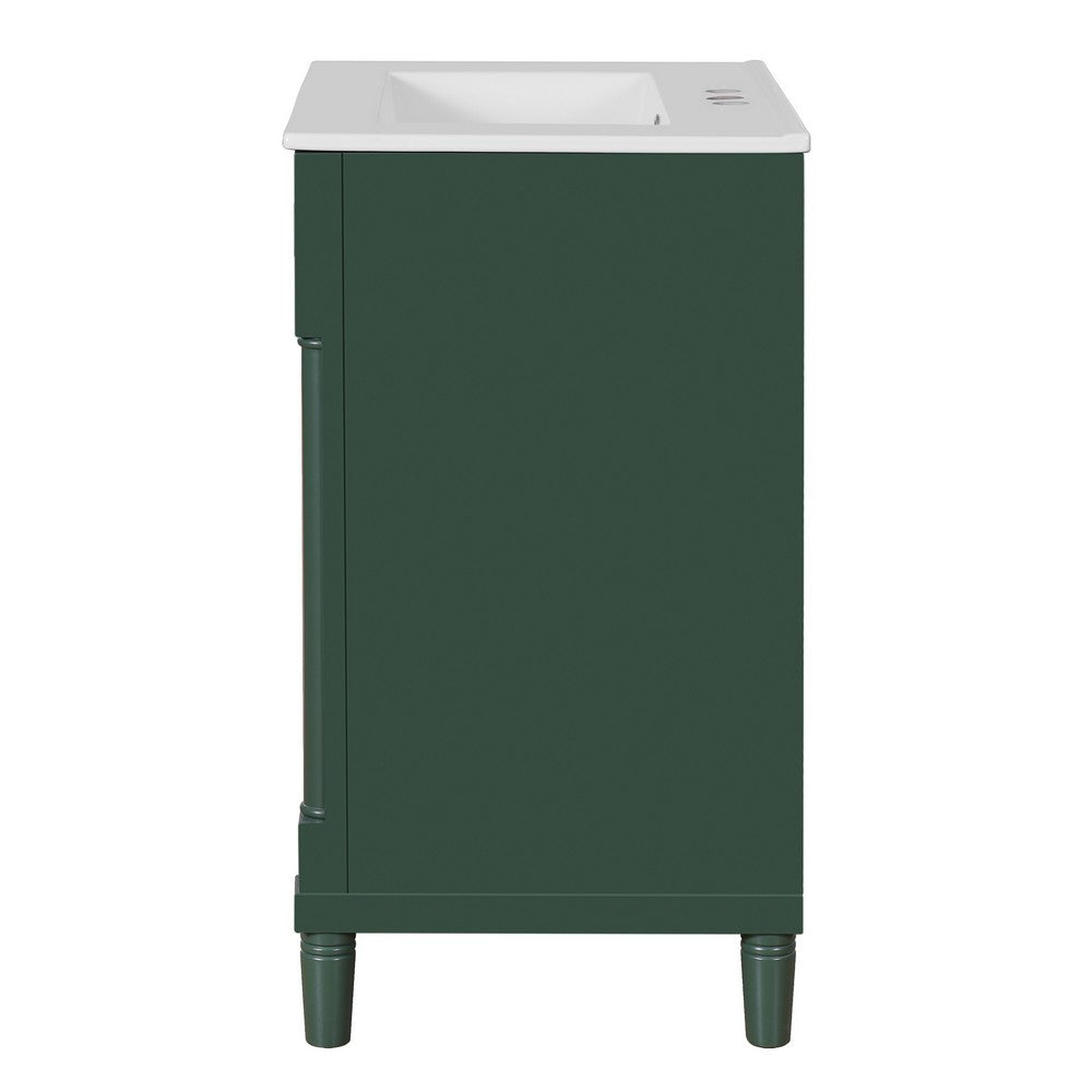 Quen Bathroom Vanity with Ceramic Sink | Gold Metal | Emerald Green 24"