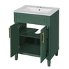 Quen Bathroom Vanity with Ceramic Sink | Gold Metal | Emerald Green 24"