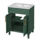 Quen Bathroom Vanity with Ceramic Sink | Gold Metal | Emerald Green 24"