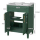 Quen Bathroom Vanity with Ceramic Sink | Gold Metal | Emerald Green 24"