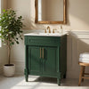 Quen Bathroom Vanity with Ceramic Sink | Gold Metal | Emerald Green 24"