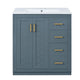 Sarba Bathroom Vanity Sink | Ceramic & Gold Metal | Blue Wood 30"