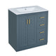 Sarba Bathroom Vanity Sink | Ceramic & Gold Metal | Blue Wood 30"