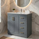 Sarba Bathroom Vanity Sink | Ceramic & Gold Metal | Blue Wood 30"