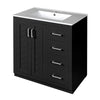 Sarba Bathroom Sink with Vanity Cabinet | Ceramic | Chrome | Black Wood 30"