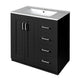 Sarba Bathroom Sink with Vanity Cabinet | Ceramic | Chrome | Black Wood 30"