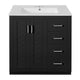 Sarba Bathroom Sink with Vanity Cabinet | Ceramic | Chrome | Black Wood 30"