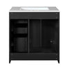 Sarba Bathroom Sink with Vanity Cabinet | Ceramic | Chrome | Black Wood 30"