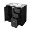 Sarba Bathroom Sink with Vanity Cabinet | Ceramic | Chrome | Black Wood 30"