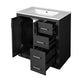 Sarba Bathroom Sink with Vanity Cabinet | Ceramic | Chrome | Black Wood 30"