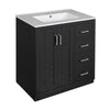 Sarba Bathroom Sink with Vanity Cabinet | Ceramic | Chrome | Black Wood 30"