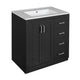 Sarba Bathroom Sink with Vanity Cabinet | Ceramic | Chrome | Black Wood 30"