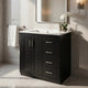 Sarba Bathroom Sink with Vanity Cabinet | Ceramic | Chrome | Black Wood 30"
