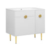 Fizra Bathroom Vanity with Resin Basin | Storage Cabinet | White Gold 36"