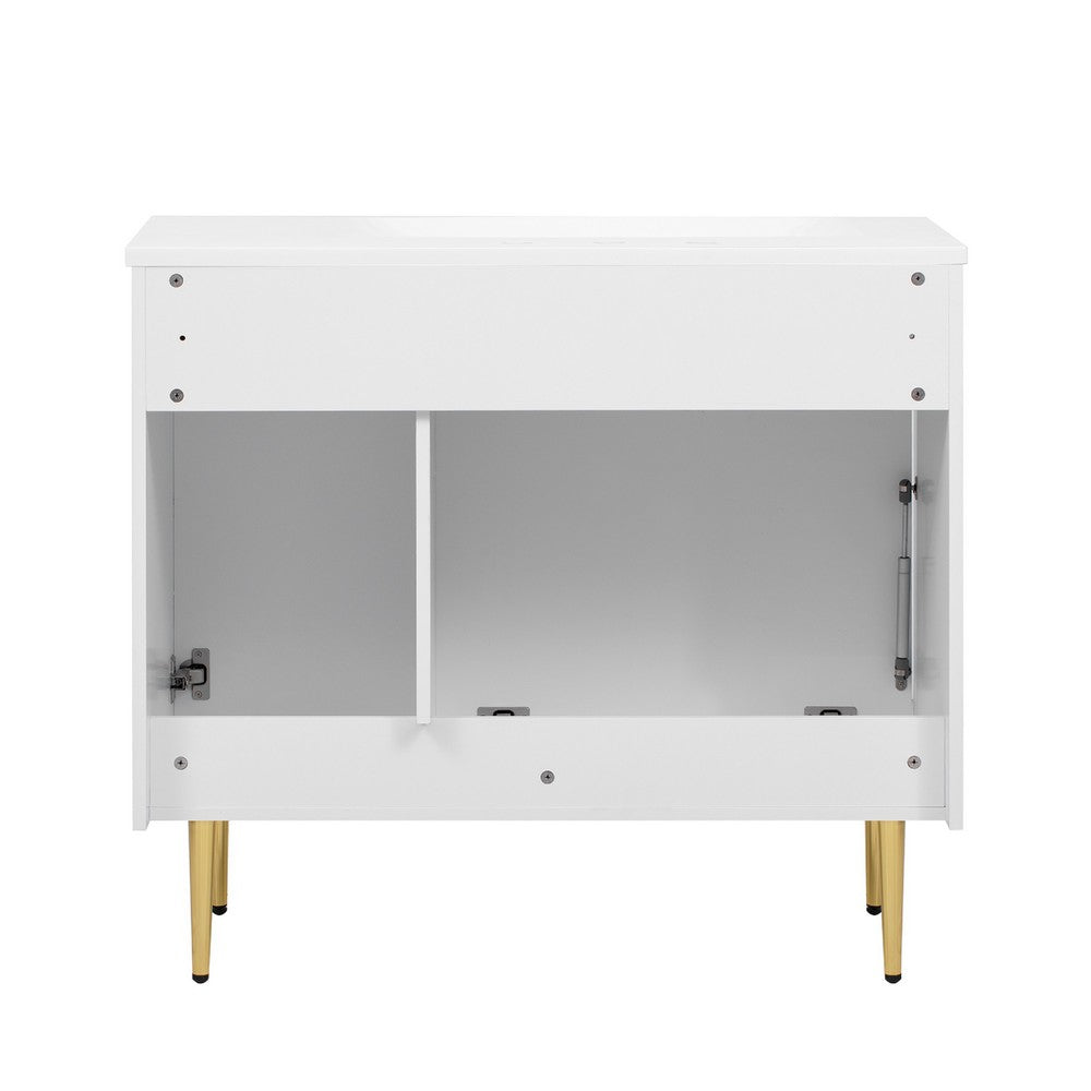 Fizra Bathroom Vanity with Resin Basin | Storage Cabinet | White Gold 36"