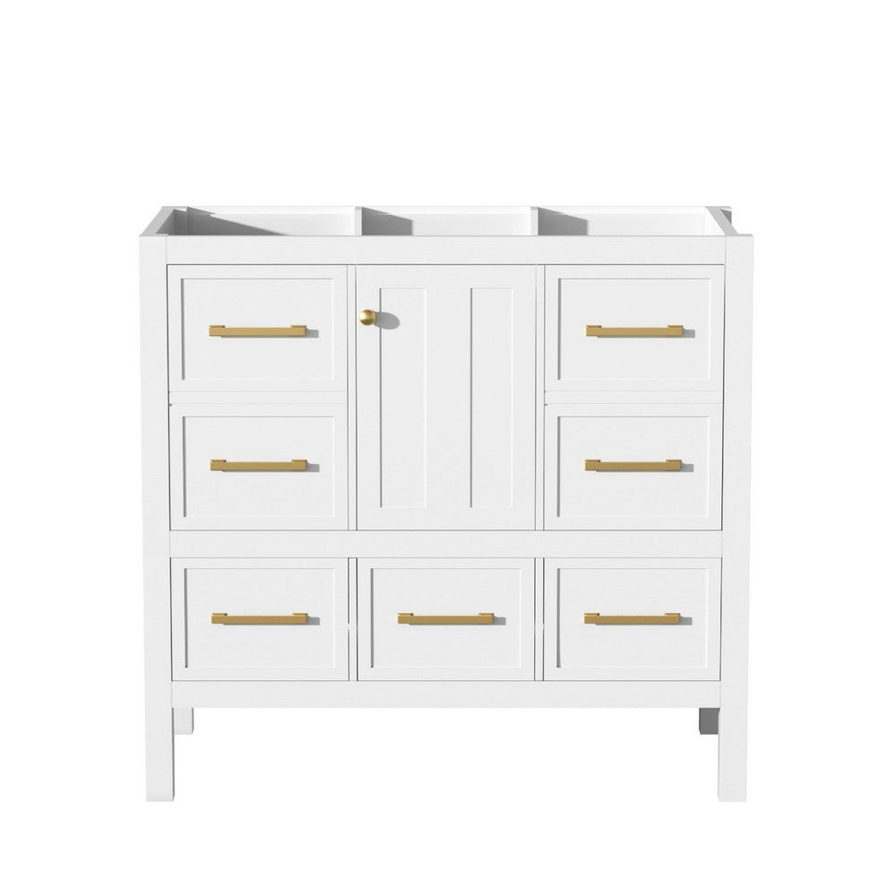 Hamza Bathroom Vanity Cabinet with 5 Drawers | White Wood 36" Wide