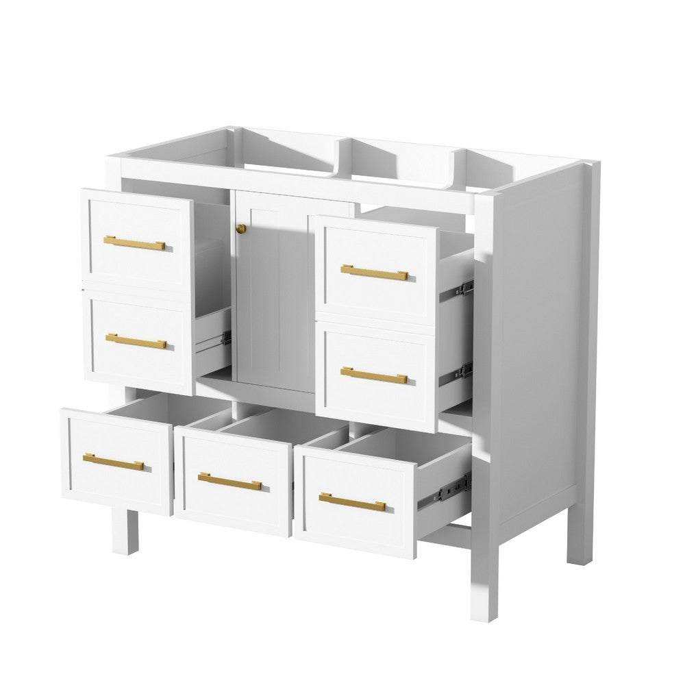 Hamza Bathroom Vanity Cabinet with 5 Drawers | White Wood 36" Wide