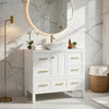 Hamza Bathroom Vanity Cabinet with 5 Drawers | White Wood 36" Wide