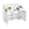Ajax Ceramic Sink Bathroom Vanity | 2 Cabinet Doors | 2 Drawers | White 36"