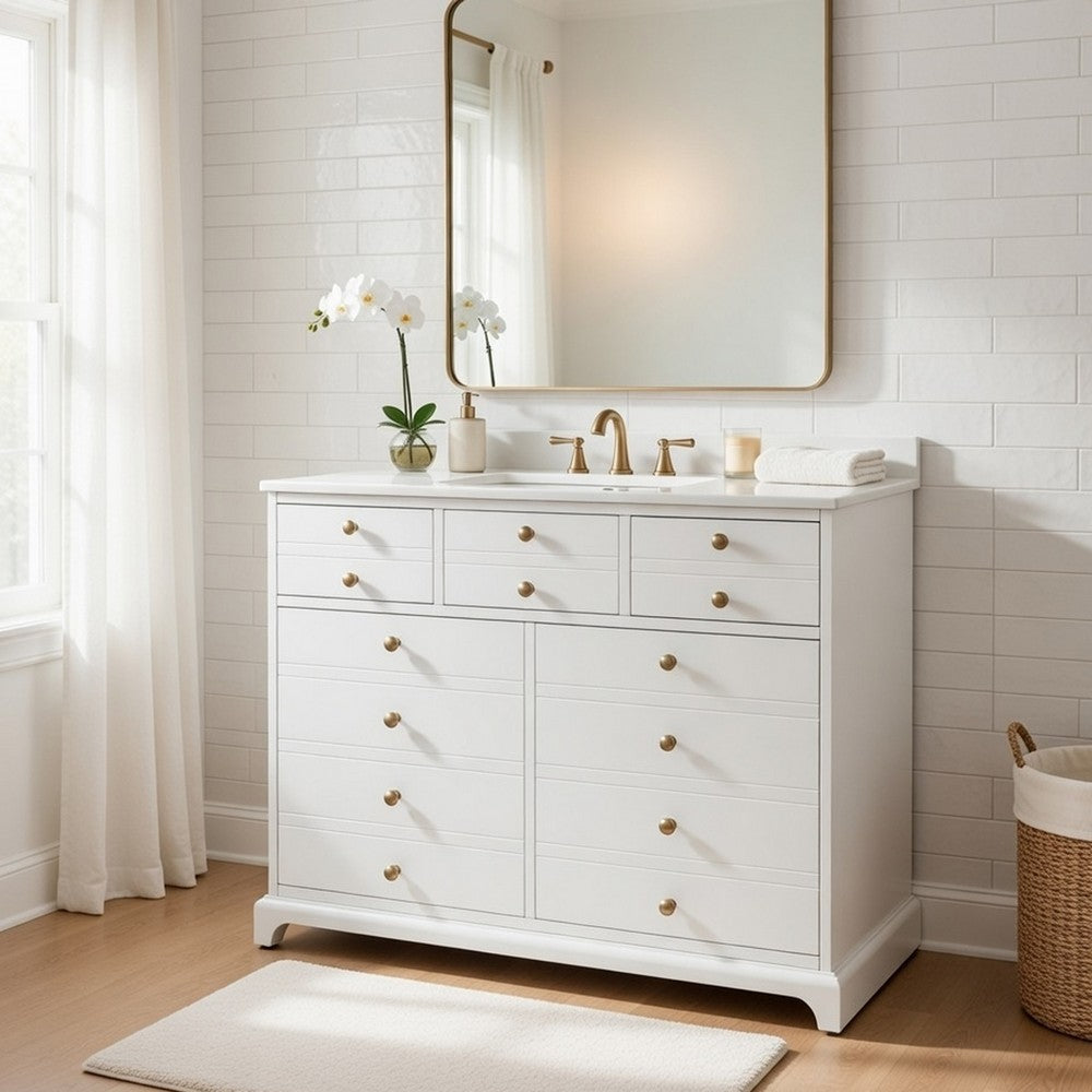 Ajax Ceramic Sink Bathroom Vanity | 2 Cabinet Doors | 2 Drawers | White 36"