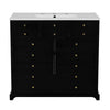 Ajax Bathroom Vanity with Sink | 2 Doors & 3 Drawers | Black | Ceramic 36"
