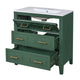 Solan Bathroom Vanity w Ceramic Sink | Gold Handles | Green Solid Wood 30"
