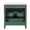Solan Bathroom Vanity w Ceramic Sink | Gold Handles | Green Solid Wood 30"