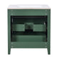 Solan Bathroom Vanity w Ceramic Sink | Gold Handles | Green Solid Wood 30"