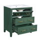 Solan Bathroom Vanity w Ceramic Sink | Gold Handles | Green Solid Wood 30"