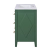 Solan Bathroom Vanity w Ceramic Sink | Gold Handles | Green Solid Wood 30"