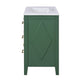 Solan Bathroom Vanity w Ceramic Sink | Gold Handles | Green Solid Wood 30"