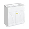 Trixie Bathroom Vanity with Ceramic Sink | Gold Metal | White Wood 30"