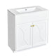 Trixie Bathroom Vanity with Ceramic Sink | Gold Metal | White Wood 30"