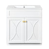 Trixie Bathroom Vanity with Ceramic Sink | Gold Metal | White Wood 30"