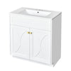 Trixie Bathroom Vanity with Ceramic Sink | Gold Metal | White Wood 30"