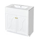 Trixie Bathroom Vanity with Ceramic Sink | Gold Metal | White Wood 30"