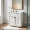 Trixie Bathroom Vanity with Ceramic Sink | Gold Metal | White Wood 30"