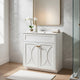 Trixie Bathroom Vanity with Ceramic Sink | Gold Metal | White Wood 30"