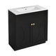 Trixie Bathroom Vanity with Ceramic Sink | Gold Metal | Black Wood 30"
