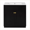Trixie Bathroom Vanity with Ceramic Sink | Gold Metal | Black Wood 30"