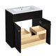 Trixie Bathroom Vanity with Ceramic Sink | Gold Metal | Black Wood 30"