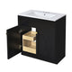 Trixie Bathroom Vanity with Ceramic Sink | Gold Metal | Black Wood 30"