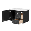 Genie 30" Wall-Mounted Bathroom Vanity | Ceramic Sink | Rattan Accent Black