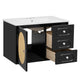 Genie 30" Wall-Mounted Bathroom Vanity | Ceramic Sink | Rattan Accent Black
