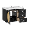 Genie 30" Wall-Mounted Bathroom Vanity | Ceramic Sink | Rattan Accent Black