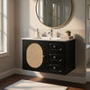 Genie 30" Wall-Mounted Bathroom Vanity | Ceramic Sink | Rattan Accent Black