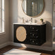 Genie 30" Wall-Mounted Bathroom Vanity | Ceramic Sink | Rattan Accent Black