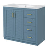 Swany Bathroom Sink & Cabinet Vanity with Drawers | Muted Indigo Wood 36"