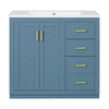 Swany Bathroom Sink & Cabinet Vanity with Drawers | Muted Indigo Wood 36"